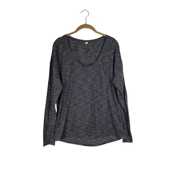 Lululemon Meant to Move Long Sleeve Scoop Neck Top Heathered Black Size 10 - Picture 1 of 6